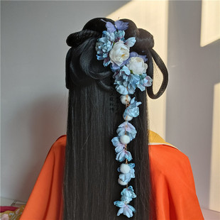 汉服绢花发饰宋制假花发簪仿真烫花发夹小花发钗簪子古风花朵头饰