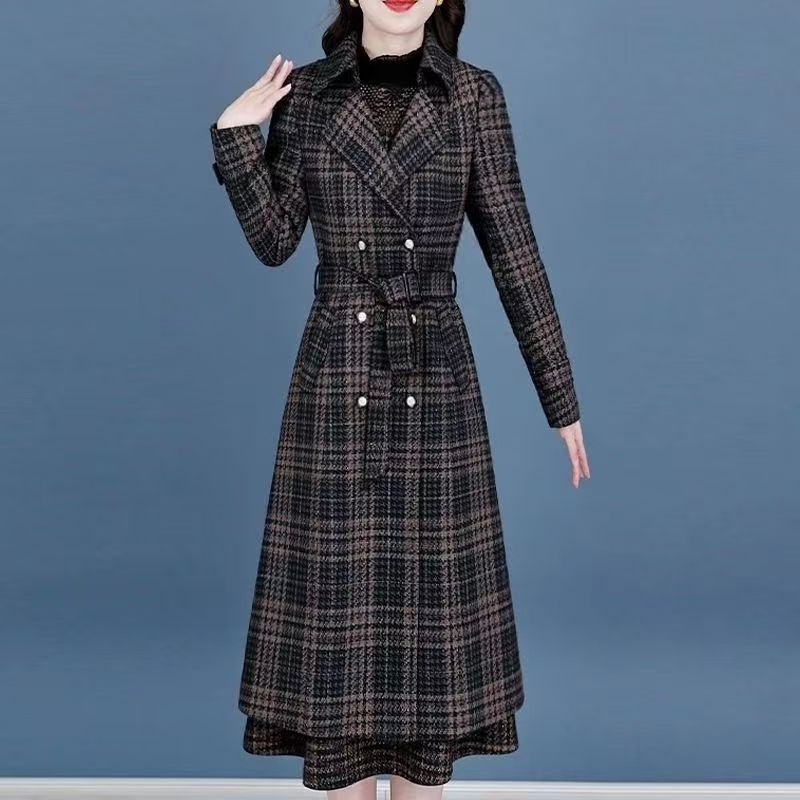 大货国风连衣裙套装女2025春秋高端时尚小个子妈妈打底裙两件套