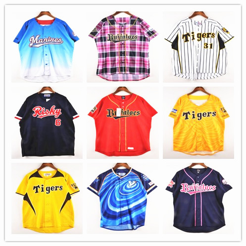 vintage日系棒球服原宿街头数字BF嘻哈风宽松球衣中性开衫短袖L5