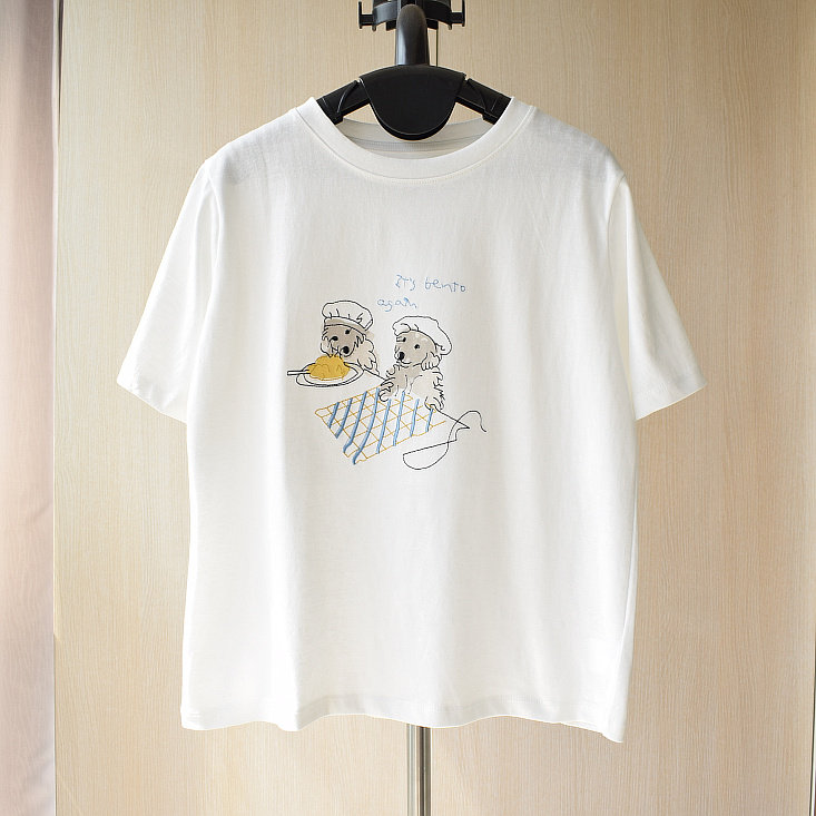 夏日限定韩版小狗烘培师刺绣圆领短袖白色T恤女2025夏季新款白tee