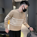 2024秋冬社会小伙痞帅个性撞色格子潮款毛衣男2A822-P78控108，男装针织衫/毛衣，电商A400-1（原B352）
