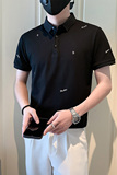 社会小伙字母刺绣polo衫男潮牌短袖抖音-1PL839-特P48控68，男装Polo衫，电商A400-1（原B352）
