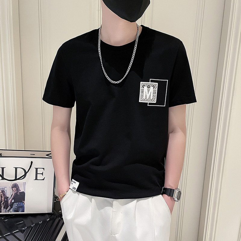 24夏季T恤男潮流字母刺绣短袖上衣男装新款夏装T703-P38控58,男装T恤,电商A400-1（原B352）