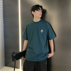 夏季潮男风社会小伙刺绣印花潮牌宽松短袖T恤-2 T830-特P48控68图片