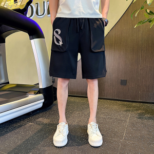 K68-P50夏季工装短裤男口袋刺绣五分裤休闲宽松大裤衩子男裤-1,旅游怎样搭配衣服好看图片