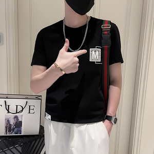 T703-P38 夏季T恤男潮流字母刺绣短袖上衣男装新款夏装-3 控58图片