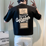 夏季店主风潮牌社会小伙刺绣印花宽松短袖T恤-2T812-特P48控68，男装T恤，电商A400-1（原B352）