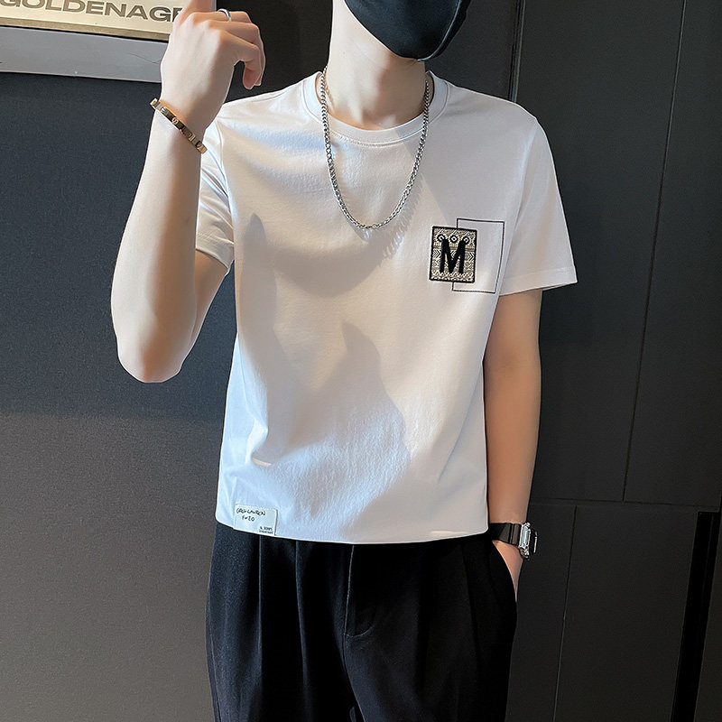 24夏季T恤男潮流字母刺绣短袖上衣男装新款夏装T703-P38控58,男装T恤,电商A400-1（原B352）
