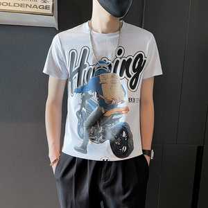 T706-P40 夏季新款T恤男短袖人物数码印花圆领短袖上衣-2 控60图片