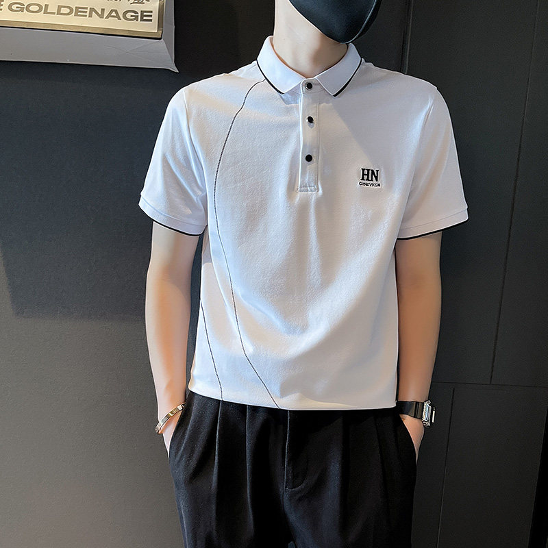 PL82-P58夏季短袖T恤潮牌半袖新款男装明线刺绣POLO衫-3控78,男装Polo衫,电商A400-1（原B352）