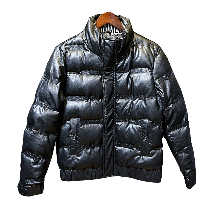 冬季社会小伙PU皮立领压花羽绒服白鸭绒男外套7YR656-P165控225,男装羽绒服,电商A400-1（原B352）