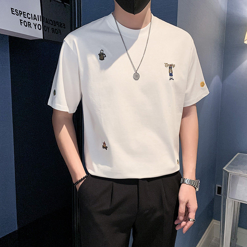 夏季店主风潮牌社会小伙满身刺绣宽松短袖T恤-6 T828-特P48控68图片