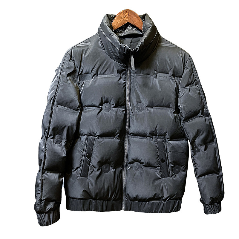 冬季社会小伙立领压花羽绒服短款白鸭绒男外套7YR658-P130控170,男装羽绒服,电商A400-1（原B352）