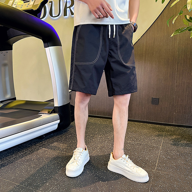 K69-特P38 夏季休闲个性明线短裤男五分裤休闲宽松大裤衩子男裤-1图片