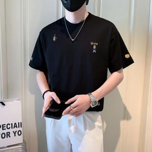 夏季店主风潮牌社会小伙满身刺绣宽松短袖T恤-1 T828-特P48控68图片