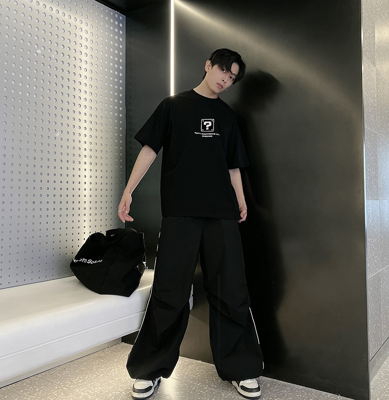 夏季潮牌社会小伙高级感胶条压花简约宽松短袖T恤-5T809-P48控68,男装T恤,电商A400-1（原B352）