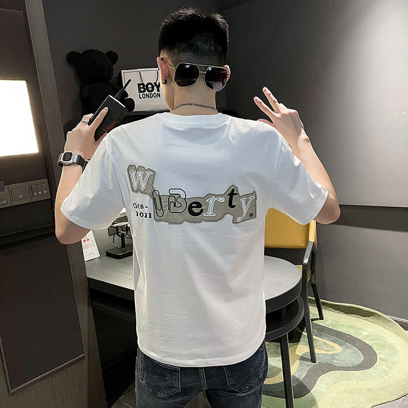 21夏季新款男社会精神小伙网红个性字母短袖T恤0T522-P48控68，男装T恤，电商A400-1（原B352）