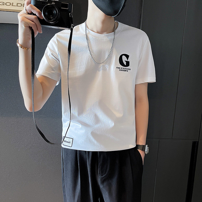 T701-P38夏季T恤男潮流字母刺绣短袖上衣男装新款夏装-2控58,男装T恤,电商A400-1（原B352）
