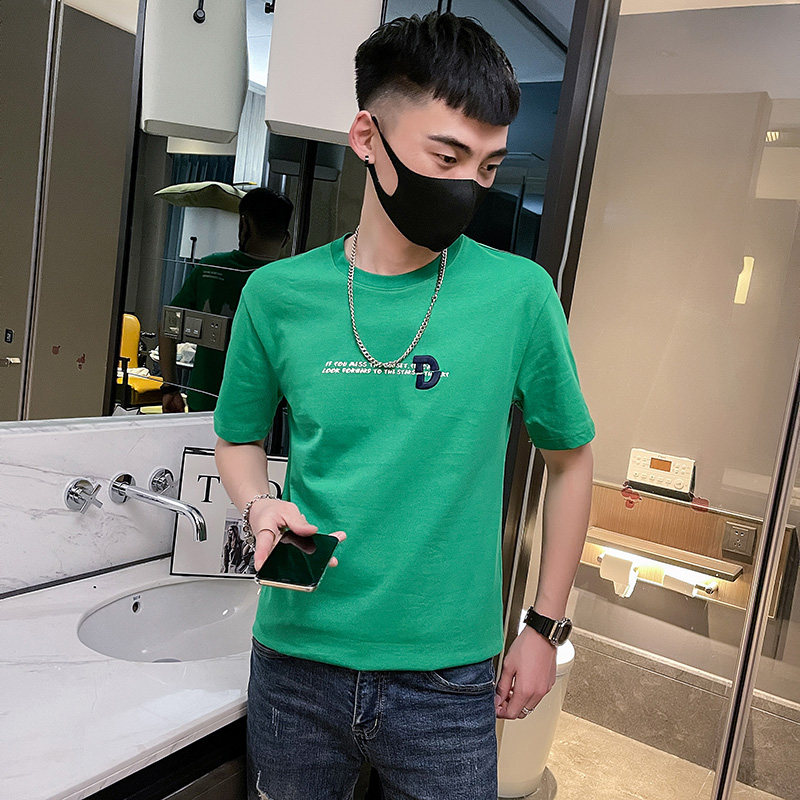 新款社会精神小伙男字母印花圆领社会人短袖T恤T630-P48控68,男装T恤,电商A400-1（原B352）