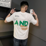新款社会精神小伙男字母印花圆领社会人短袖T恤T630-P48控68，男装T恤，电商A400-1（原B352）