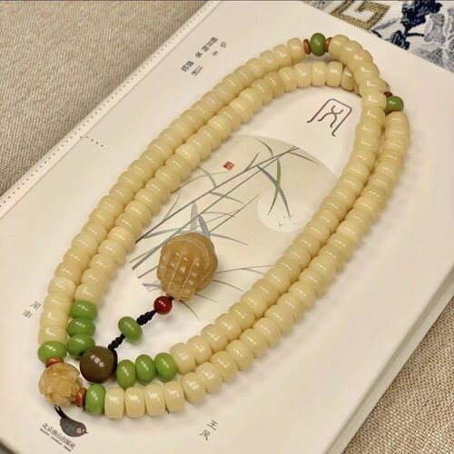 羊脂玉玉化料108颗片珠手