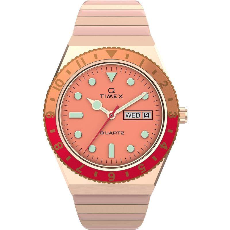 代购Timex天美时女士腕表日期夜光计时日历金属防水钢带粉色日常
