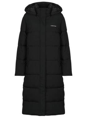 代购GUESS女士羽绒服保暖防风轻盈黑色连帽长款鹅绒冬季户外外套