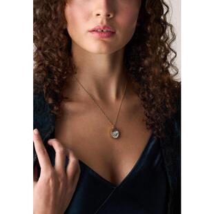 代购Fossil化石女士项链优雅简约精致时尚金色不锈钢立方氧化锆