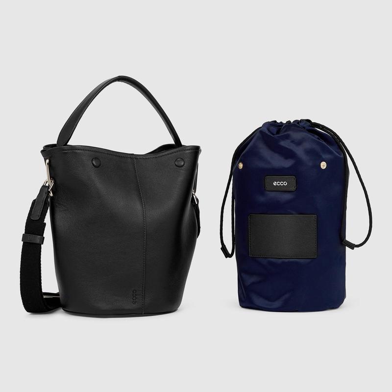 爱步ecco女士包袋黑色大容量流浪包时尚休闲气质水桶手提女包