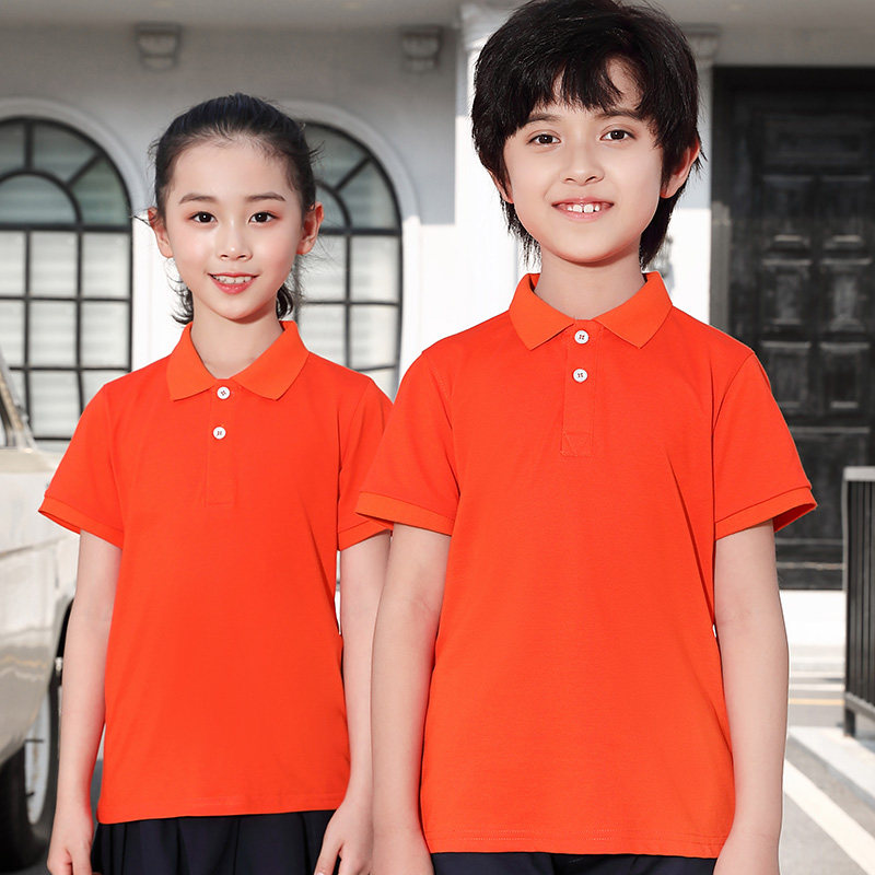 亲子活动班服t恤翻领纯色定制幼小学生园服印图标幼儿园老师Polo