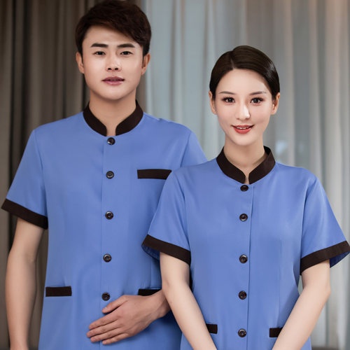 保洁服短袖套装男女上衣定做印字