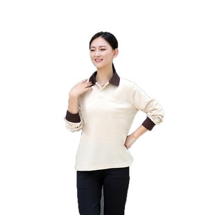 汉堡店员工服长袖快餐厅服务员t恤秋装酒店餐饮培训班制服学员服