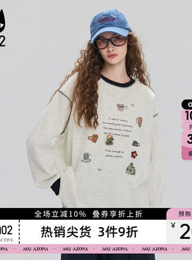 a02黑猫系列宽松圆领加绒加厚保暖卫衣女2025新款冬季通勤穿搭