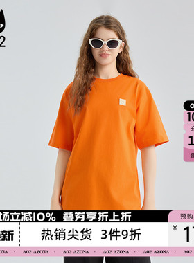 a02黑猫系列橙色宽松圆领短袖T恤女2026新款春秋设计感秋装上衣