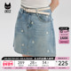 a02绣花牛仔半身裙女2025新款 夏季 宽松直筒遮肉显瘦设计感裙子