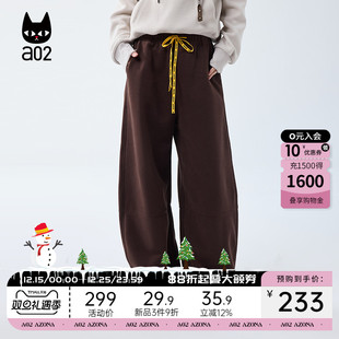 休闲直筒裤 卫裤 子女2025新款 弯刀裤 冬季 a02宽松加绒保暖弯刀裤