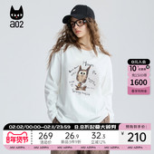 春秋白色上衣设计感打底衫 a02黑猫系列宽松圆领长袖 T恤女2025新款