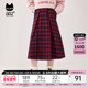微宽松经典 a02非正式 学院2025秋冬季 复古立体裁剪梭织方格半身裙