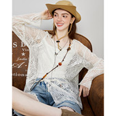 开叉高级感镂空薄款 罩衫 夏季 a02长袖 宽松设计感小众女式 T恤