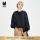 宽松黑色卫衣女2025新款 a02 ET自然系列 春秋设计感圆领上衣