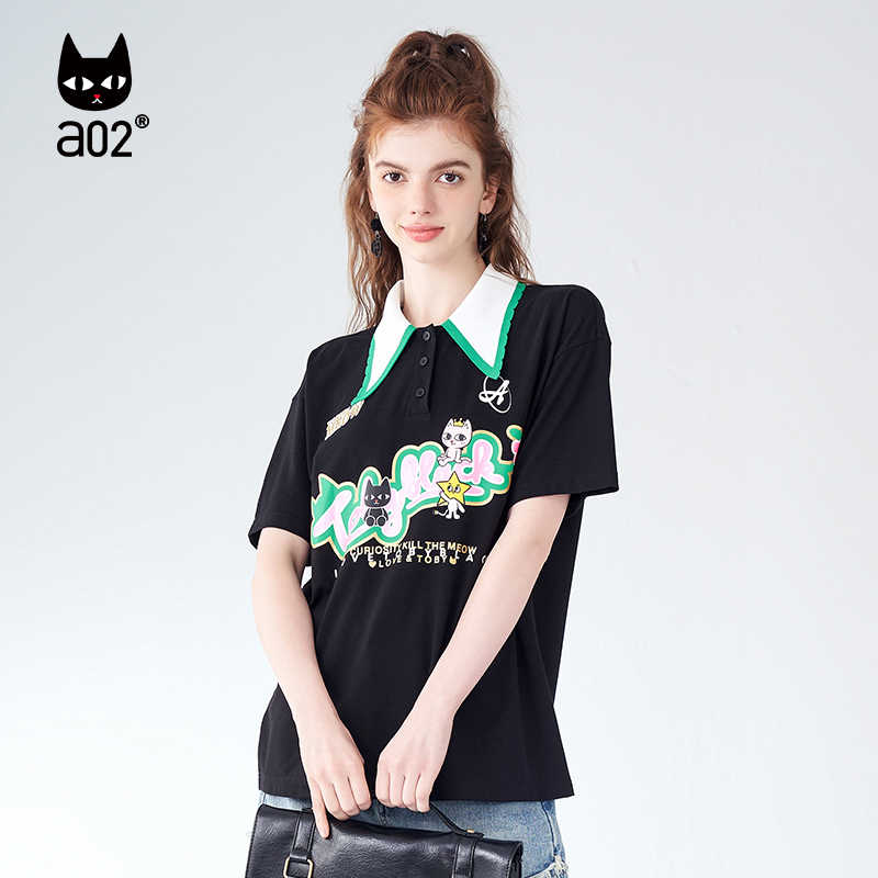 a02原创潮流短袖polo衫女