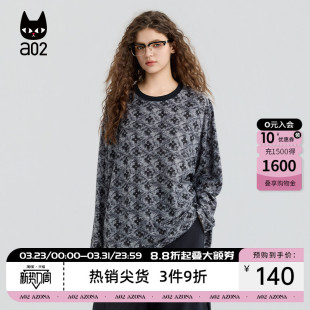 秋装 春秋灰黑渐变晕染打底衫 上衣 T恤女2026新款 a02宽松圆领长袖