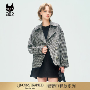 秋季 a02 大衣外套女2025新款 千鸟格短款 设计感上衣 ET释放系列