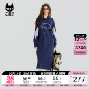 裙子通勤穿搭 长款 a02黑猫系列宽松连帽卫衣连衣裙女2025新款 秋季