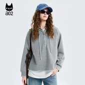 亲肤透气设计感春装 a02宽松贝壳绣连帽卫衣女2026新款 春季 上衣