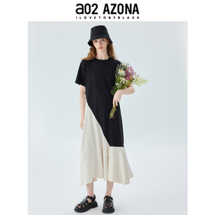A字型小众设计感长裙子 a02圆领黑色连衣裙2025新款 女夏季 女装 法式