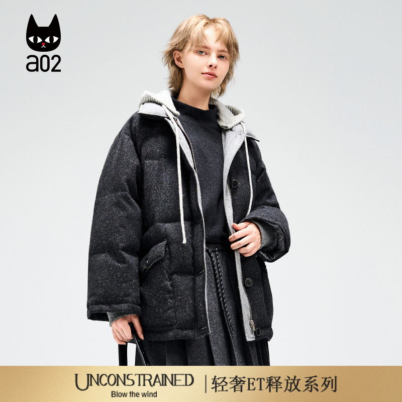 a02【ET释放系列】宽松绵羊毛羽绒服女2025新款冬季白鸭绒外套
