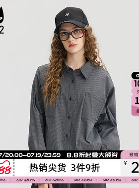 a02黑白格子衬衫女2026新款春秋宽松衬衣外套短款氛围感秋装上衣