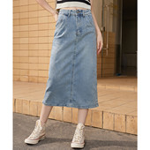 a02街头风休闲百搭中长款 牛仔裙夏季 显瘦遮肉显腿长半截裙