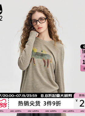 a02黑猫系列马年天丝圆领长袖T恤女款2026新款春秋打底衫内搭上衣